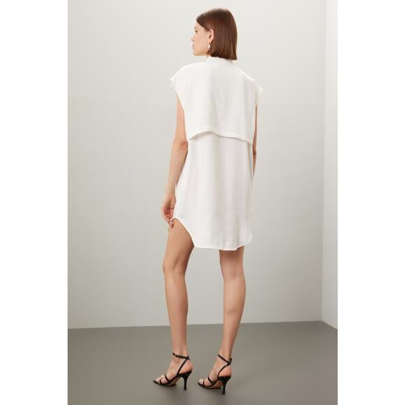 K. NGSLEY Women's White Cap Sleeve Button Front Nes Shirt Dress Size Medium - Picture 2 of 13